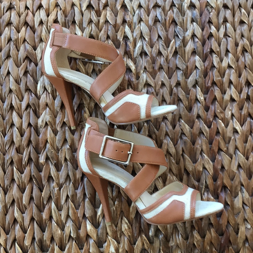 Calvin Klein leather and canvas heels
